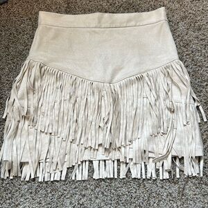Altar'd State Cream Fringe Mini Skirt